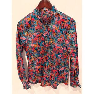 J. Crew Liberty Fabric Floral Button Front Blouse Size Small